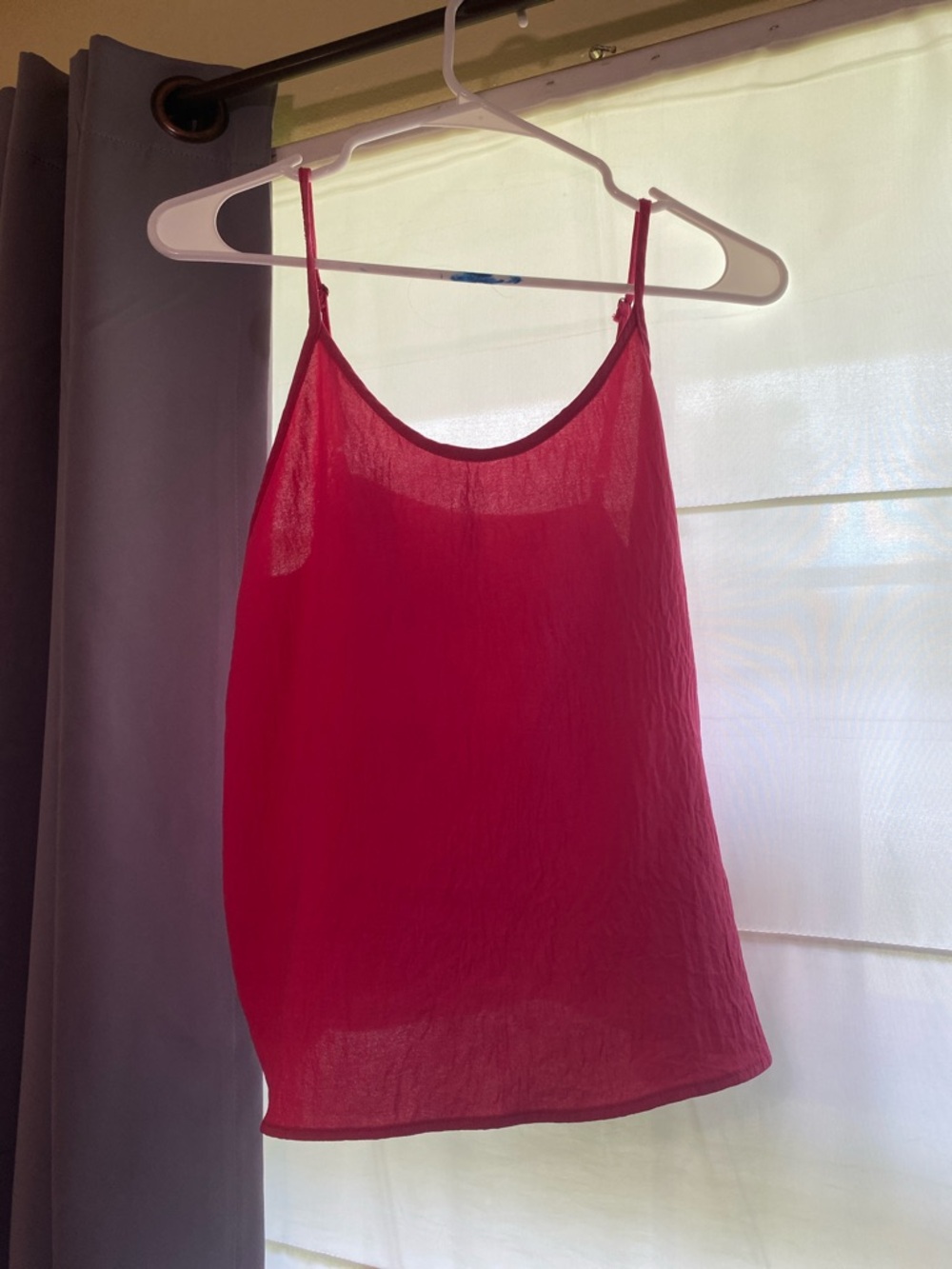 Women’s Pink Sheer Spaghetti Strap Tank Top